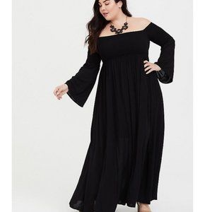 Torrid Black Long Sleeve Challis Maxi Dress